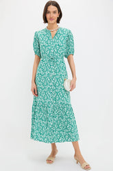 Green Micro Floral Frannie Maxi Dress